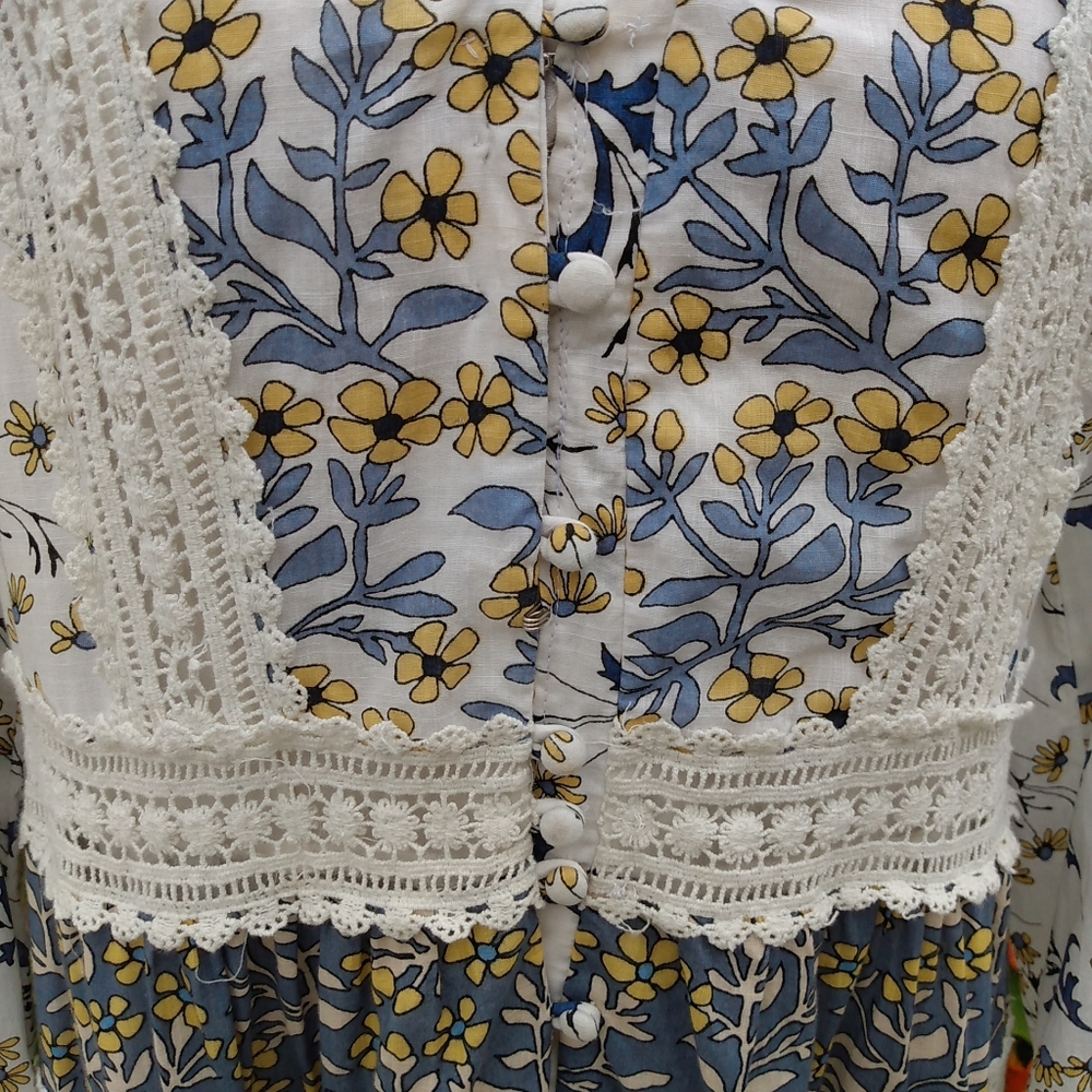 Anthropologie Prairie Dress Cottagecore Peasant Floral 12 Crochet Boho Maxi Lace - Picture 3 of 16